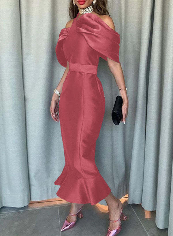 Sleeveless Ankle-Length Satin Graduation Dress in Trumpet/Mermaid Style