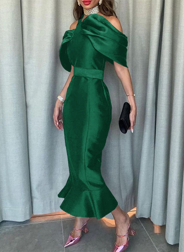 Sleeveless Ankle-Length Satin Graduation Dress in Trumpet/Mermaid Style