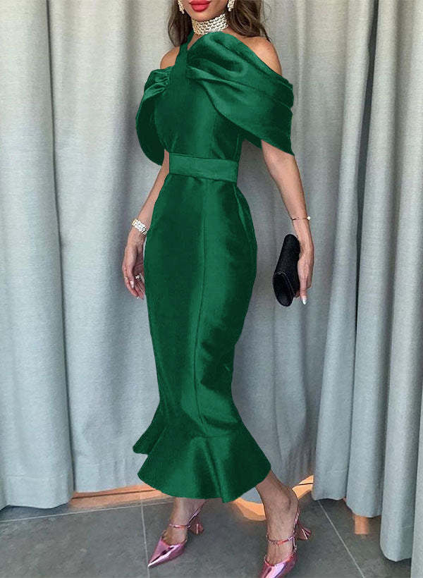 Sleeveless Ankle-Length Satin Graduation Dress in Trumpet/Mermaid Style