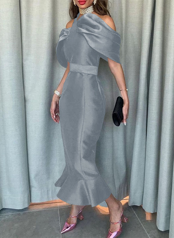 Sleeveless Ankle-Length Satin Graduation Dress in Trumpet/Mermaid Style