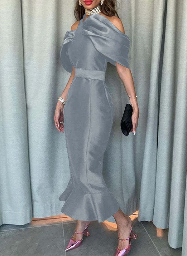 Sleeveless Ankle-Length Satin Graduation Dress in Trumpet/Mermaid Style