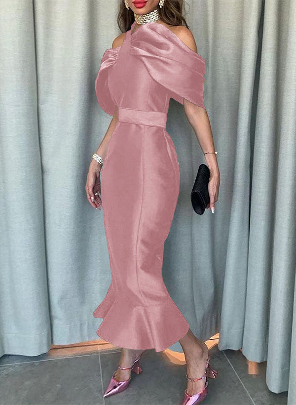 Sleeveless Ankle-Length Satin Graduation Dress in Trumpet/Mermaid Style