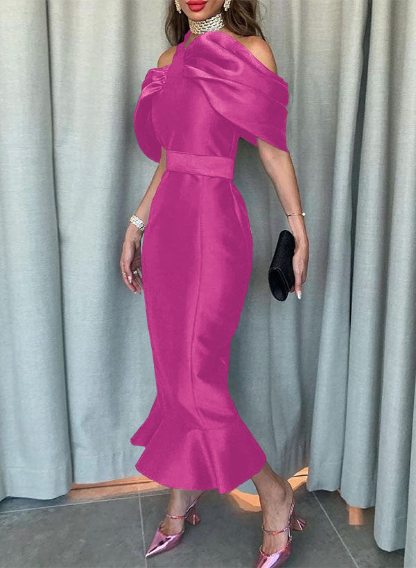 Sleeveless Ankle-Length Satin Graduation Dress in Trumpet/Mermaid Style