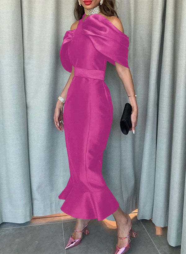 Sleeveless Ankle-Length Satin Graduation Dress in Trumpet/Mermaid Style