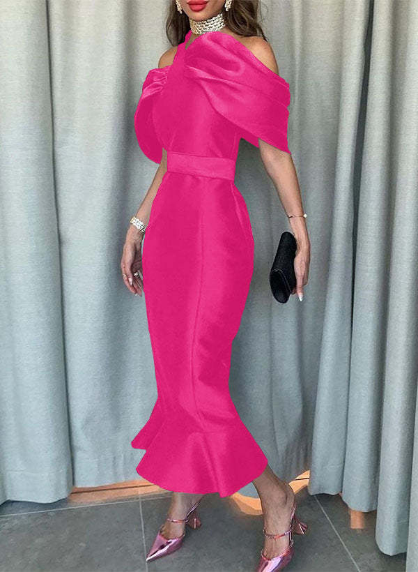 Sleeveless Ankle-Length Satin Graduation Dress in Trumpet/Mermaid Style