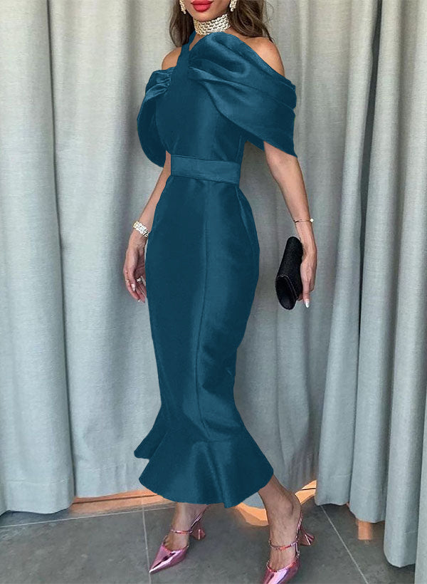 Sleeveless Ankle-Length Satin Graduation Dress in Trumpet/Mermaid Style