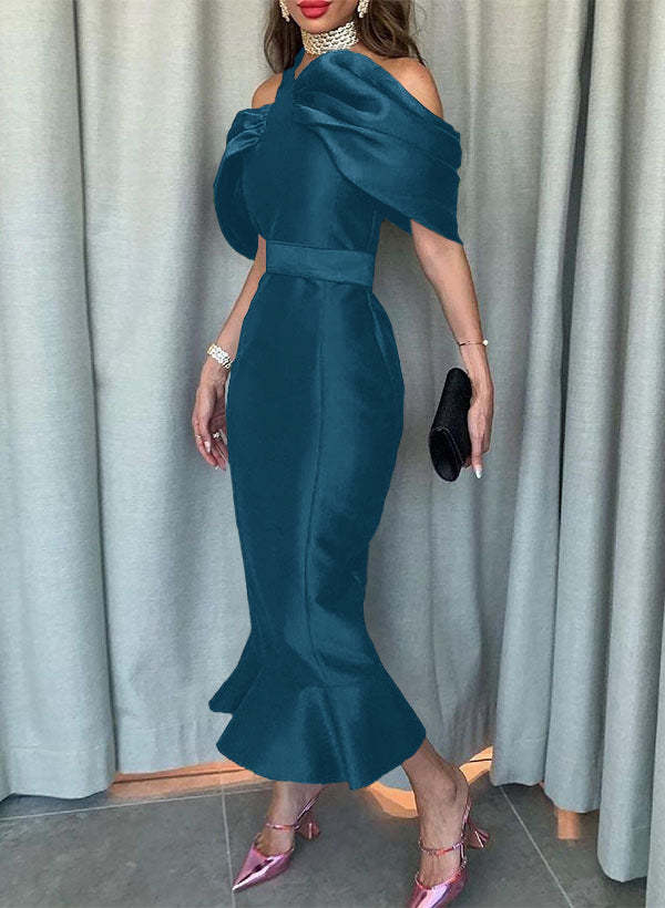 Sleeveless Ankle-Length Satin Graduation Dress in Trumpet/Mermaid Style