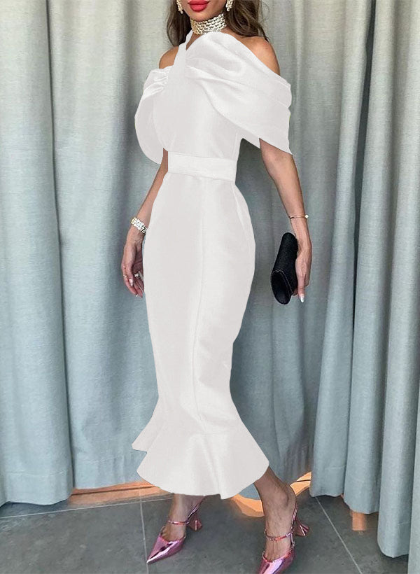 Sleeveless Ankle-Length Satin Graduation Dress in Trumpet/Mermaid Style