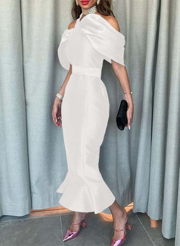 Sleeveless Ankle-Length Satin Graduation Dress in Trumpet/Mermaid Style