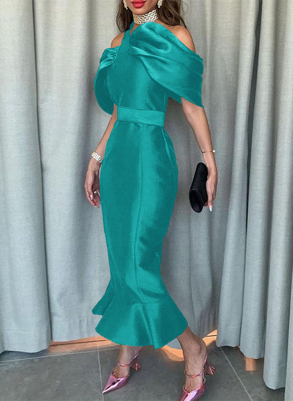 Sleeveless Ankle-Length Satin Graduation Dress in Trumpet/Mermaid Style