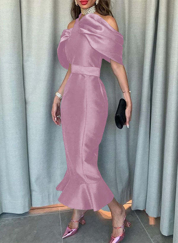 Sleeveless Ankle-Length Satin Graduation Dress in Trumpet/Mermaid Style