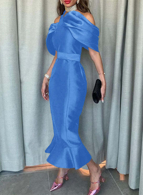 Sleeveless Ankle-Length Satin Graduation Dress in Trumpet/Mermaid Style