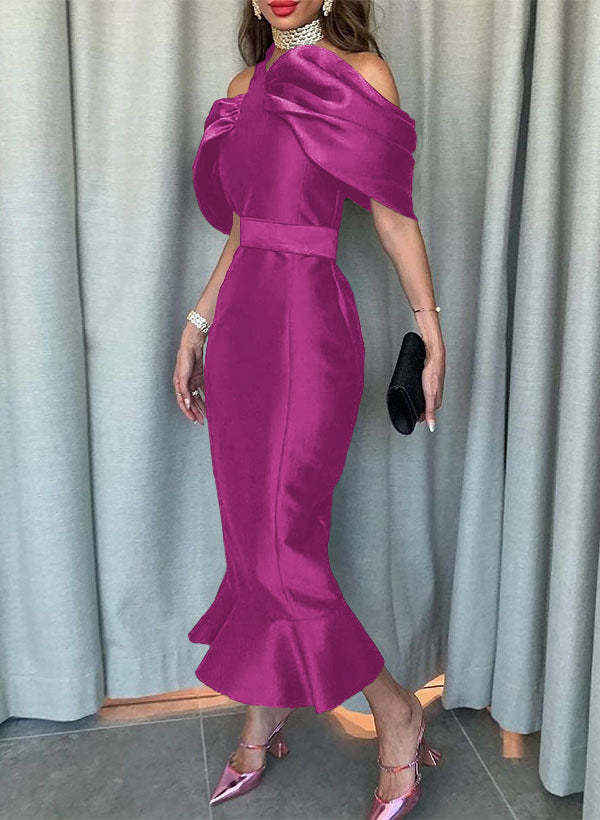 Sleeveless Ankle-Length Satin Graduation Dress in Trumpet/Mermaid Style