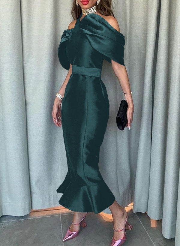 Sleeveless Ankle-Length Satin Graduation Dress in Trumpet/Mermaid Style