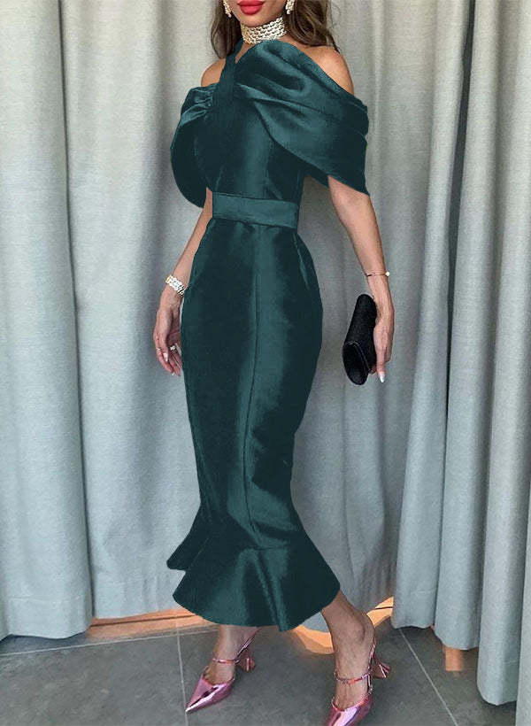 Sleeveless Ankle-Length Satin Graduation Dress in Trumpet/Mermaid Style