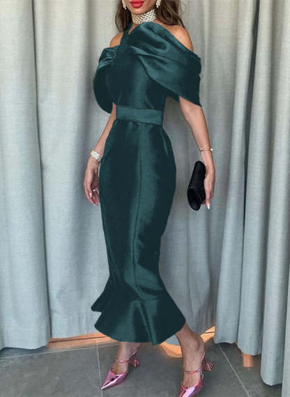 Sleeveless Ankle-Length Satin Graduation Dress in Trumpet/Mermaid Style