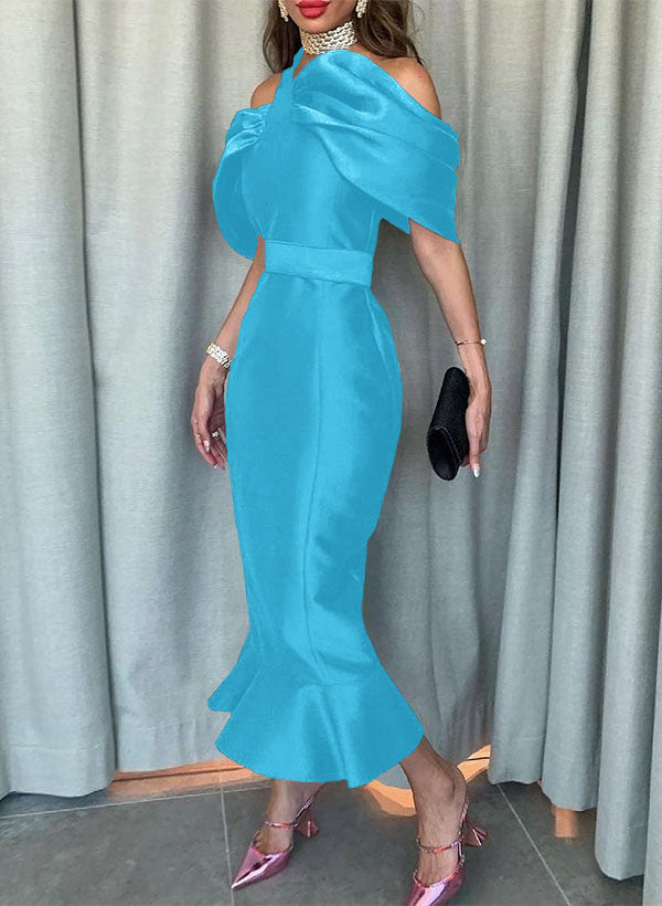 Sleeveless Ankle-Length Satin Graduation Dress in Trumpet/Mermaid Style