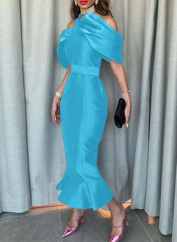 Sleeveless Ankle-Length Satin Graduation Dress in Trumpet/Mermaid Style