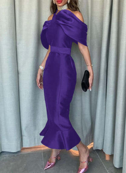 Sleeveless Ankle-Length Satin Graduation Dress in Trumpet/Mermaid Style