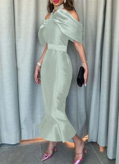 Sleeveless Ankle-Length Satin Graduation Dress in Trumpet/Mermaid Style