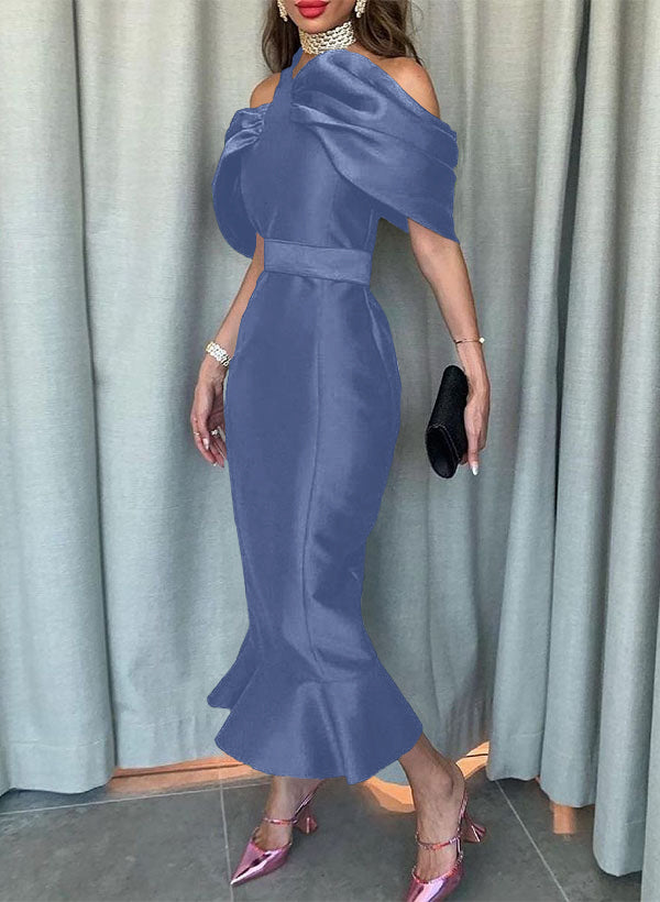 Sleeveless Ankle-Length Satin Graduation Dress in Trumpet/Mermaid Style