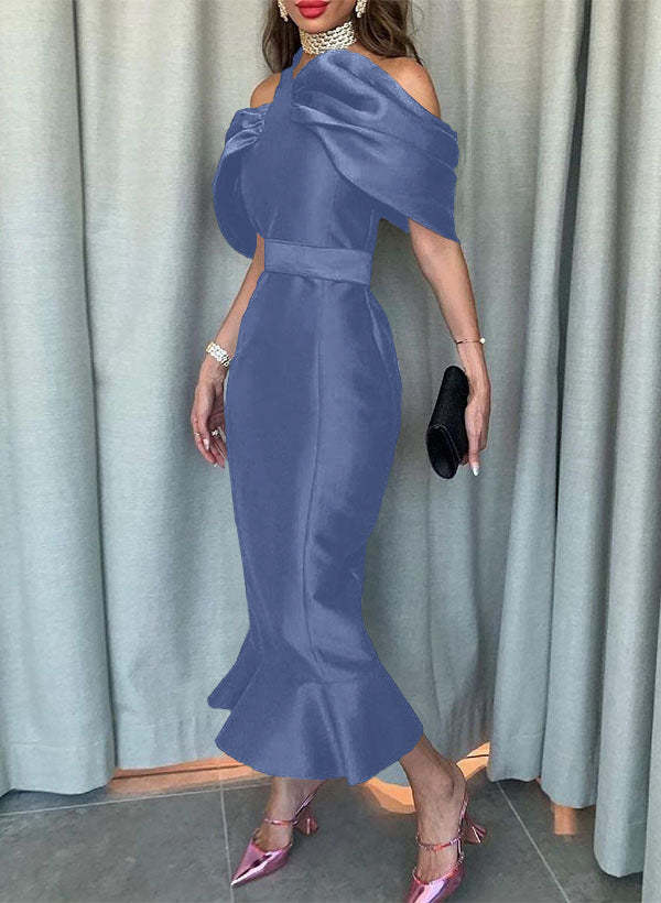 Sleeveless Ankle-Length Satin Graduation Dress in Trumpet/Mermaid Style