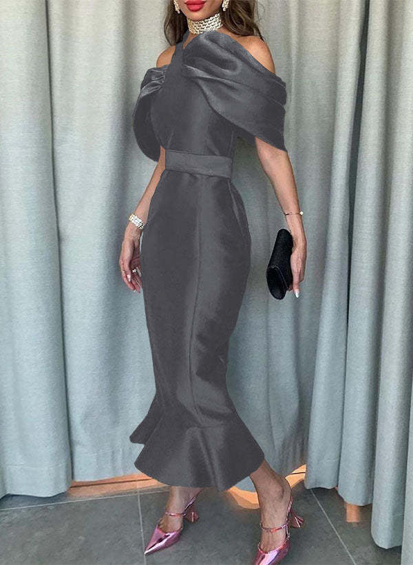 Sleeveless Ankle-Length Satin Graduation Dress in Trumpet/Mermaid Style