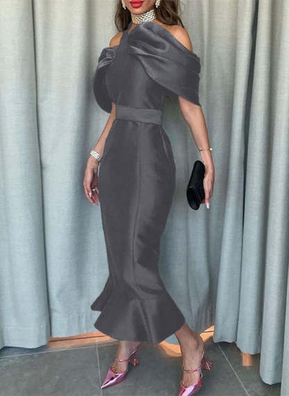 Sleeveless Ankle-Length Satin Graduation Dress in Trumpet/Mermaid Style