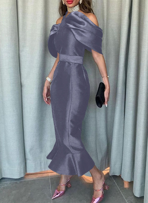 Sleeveless Ankle-Length Satin Graduation Dress in Trumpet/Mermaid Style