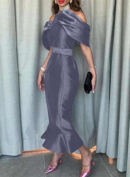 Sleeveless Ankle-Length Satin Graduation Dress in Trumpet/Mermaid Style