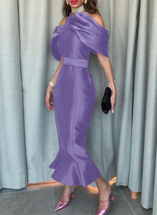 Sleeveless Ankle-Length Satin Graduation Dress in Trumpet/Mermaid Style