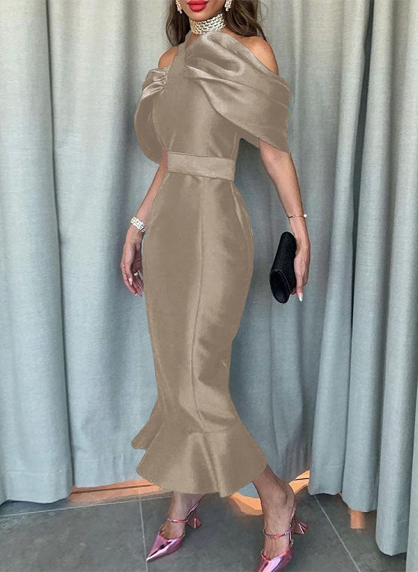 Sleeveless Ankle-Length Satin Graduation Dress in Trumpet/Mermaid Style