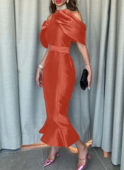 Sleeveless Ankle-Length Satin Graduation Dress in Trumpet/Mermaid Style