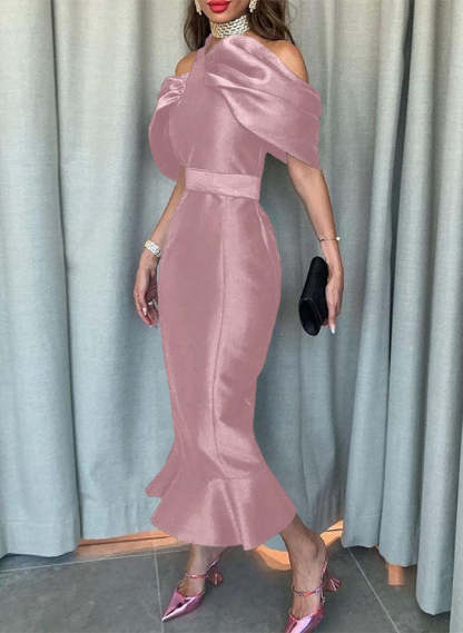 Sleeveless Ankle-Length Satin Graduation Dress in Trumpet/Mermaid Style