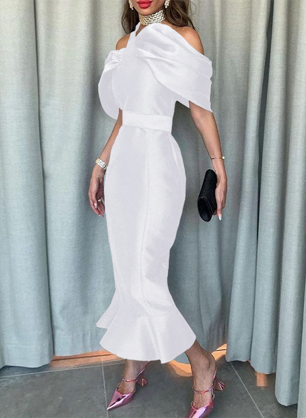 Sleeveless Ankle-Length Satin Graduation Dress in Trumpet/Mermaid Style