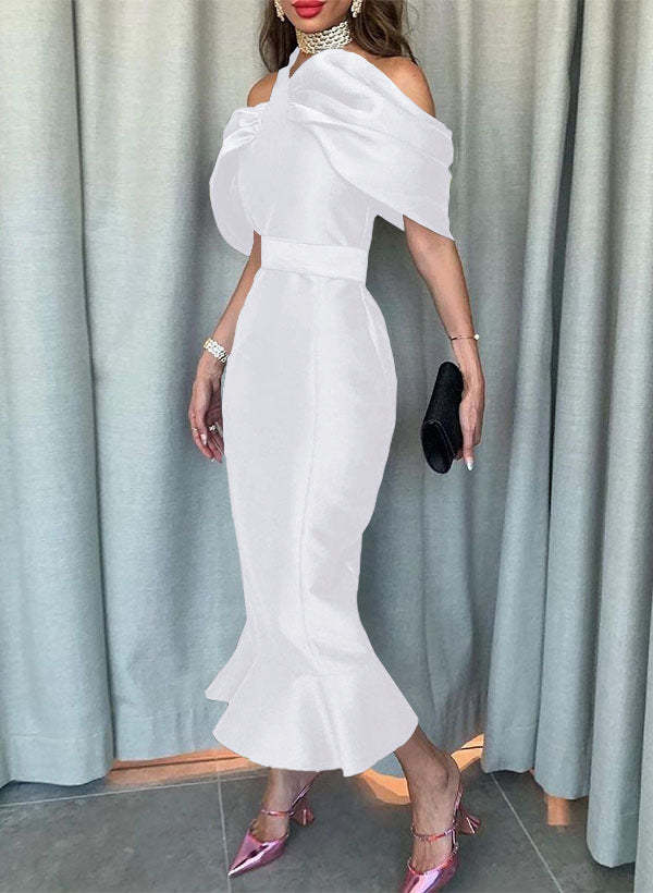 Sleeveless Ankle-Length Satin Graduation Dress in Trumpet/Mermaid Style