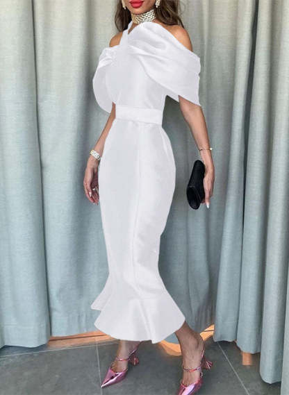 Sleeveless Ankle-Length Satin Graduation Dress in Trumpet/Mermaid Style