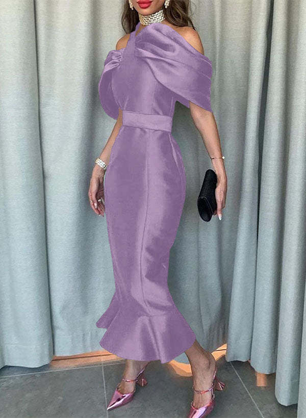 Sleeveless Ankle-Length Satin Graduation Dress in Trumpet/Mermaid Style