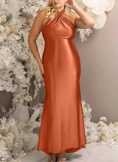 Ankle-Length Silk-Like Satin Graduation Dress