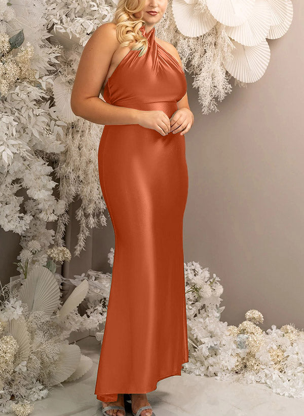 Ankle-Length Silk-Like Satin Graduation Dress