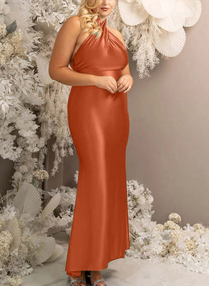 Ankle-Length Silk-Like Satin Graduation Dress