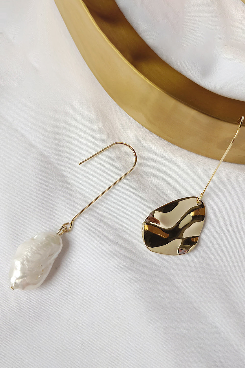 Asymmetrical Baroque Pearl Earrings in Natural Shape