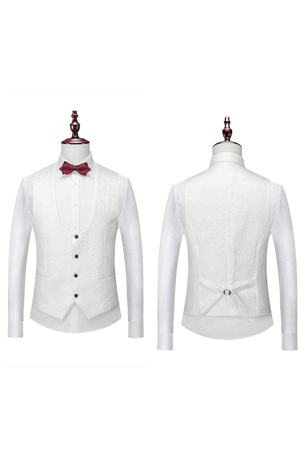 Men's White Jacquard Tuxedo 3-Piece Suit