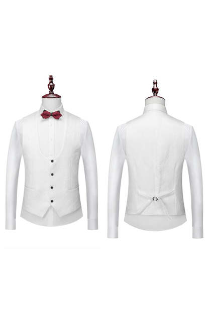 Men's White Jacquard Tuxedo 3-Piece Suit