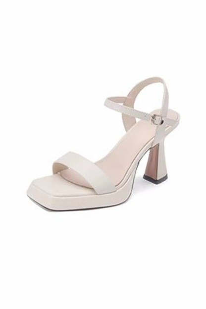 High Heeled Open Toe Sandal in Black