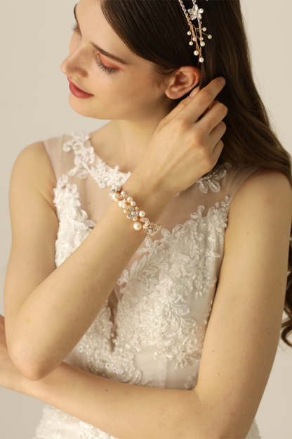 Pearl Wristbands for the Bride and Her Bridesmaid Sisters