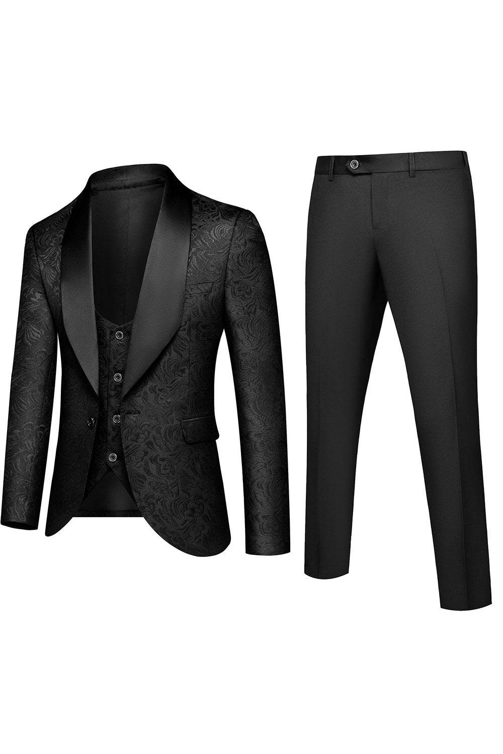 Men's 3-Piece Prom Suits in White Jacquard