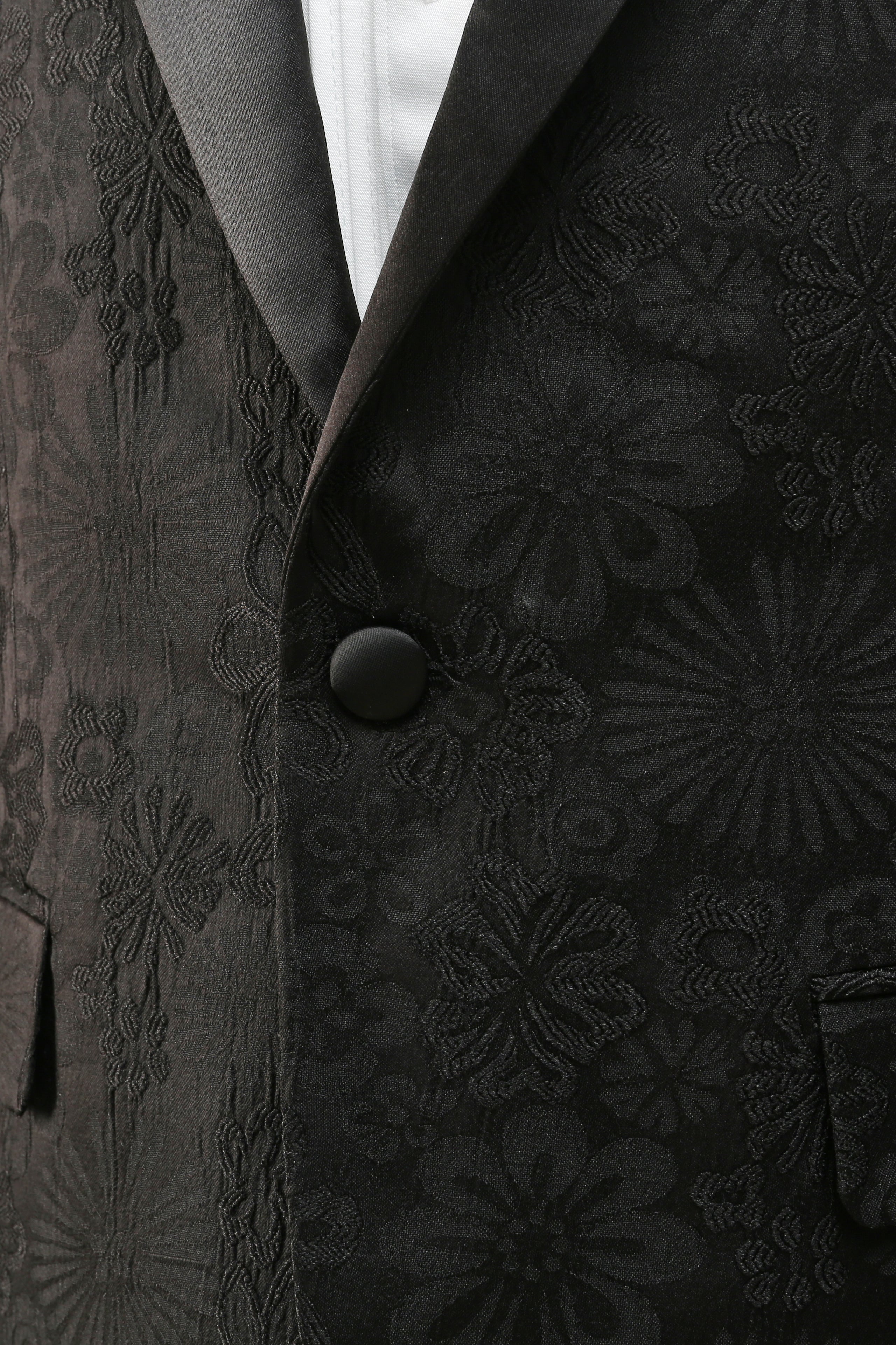 Black Jacquard 3-Piece Prom Suit with Peak Lapel for Men