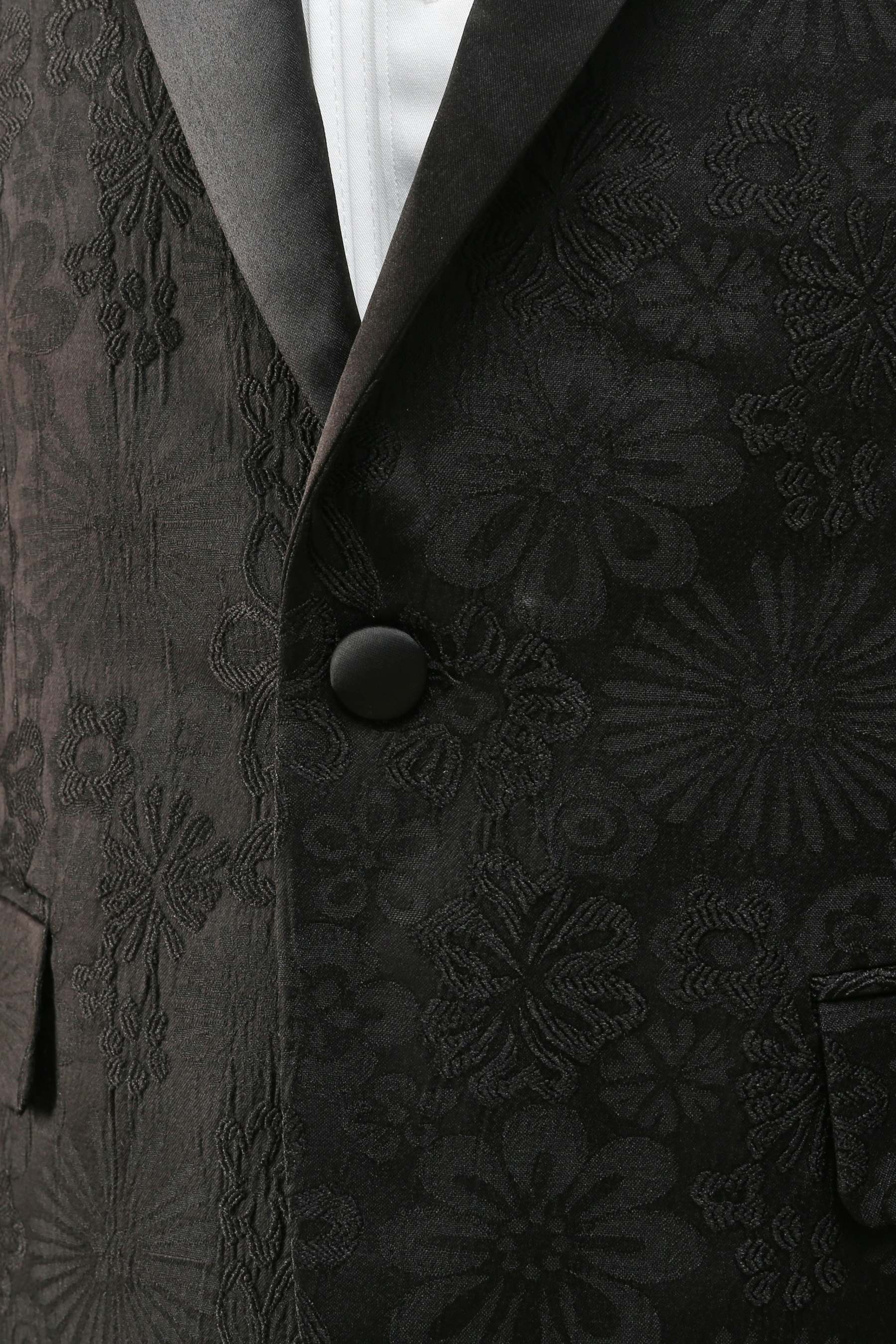 Black Jacquard 3-Piece Prom Suit with Peak Lapel for Men