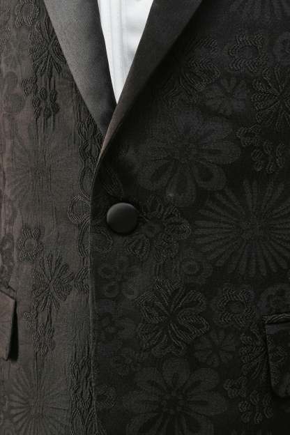 Black Jacquard 3-Piece Prom Suit with Peak Lapel for Men